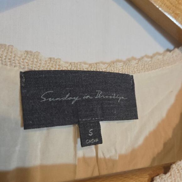 Anthropologie Sunday in Brooklyn Sweater Layered Cream Small Boho Grunge Tunic - Picture 4 of 8